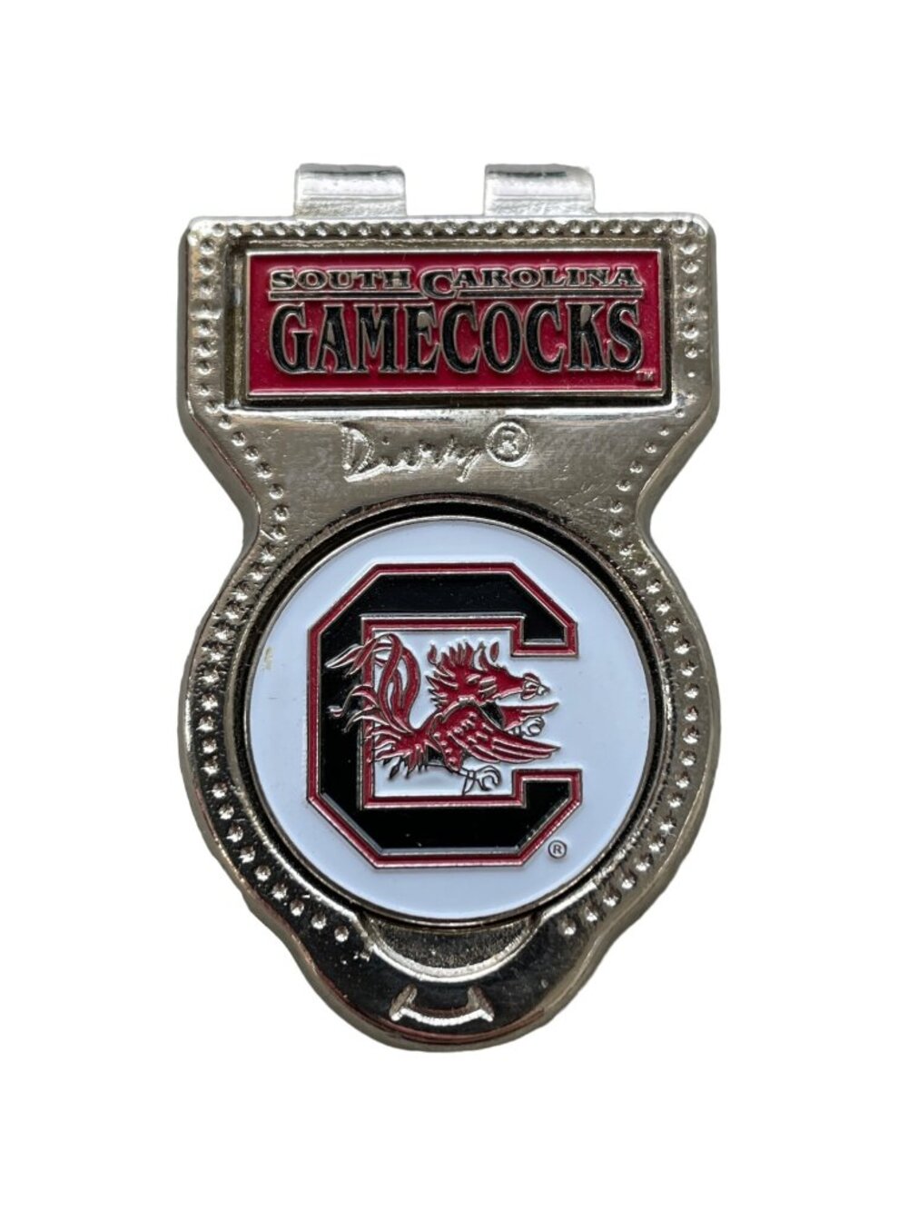 Divvy Divot Tool Clip 2" South Carolina Gamecocks Red Silver Tone Classic Metal